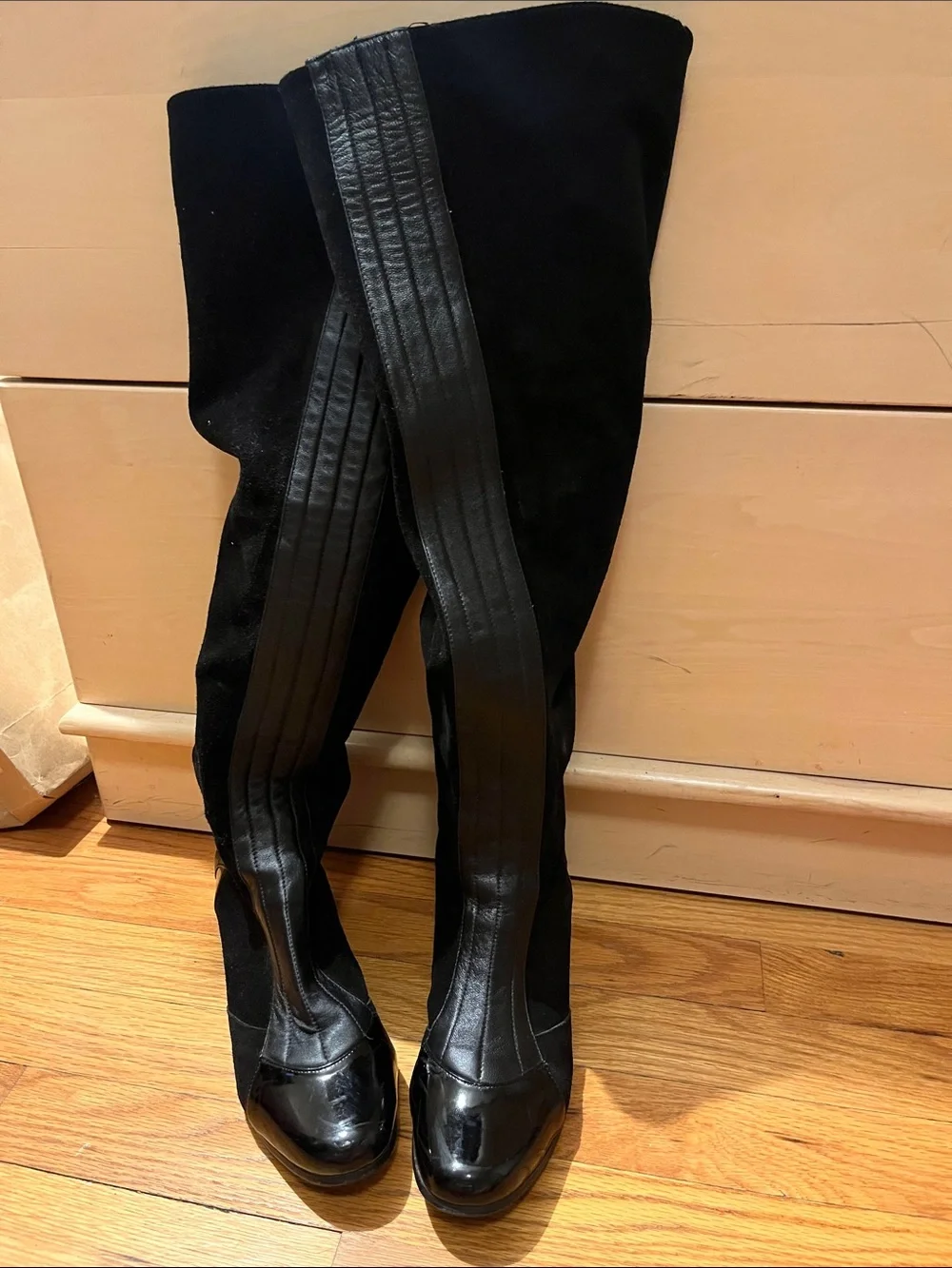 Sam Edelman Black Over-the-Knee Boots with Leather Accents